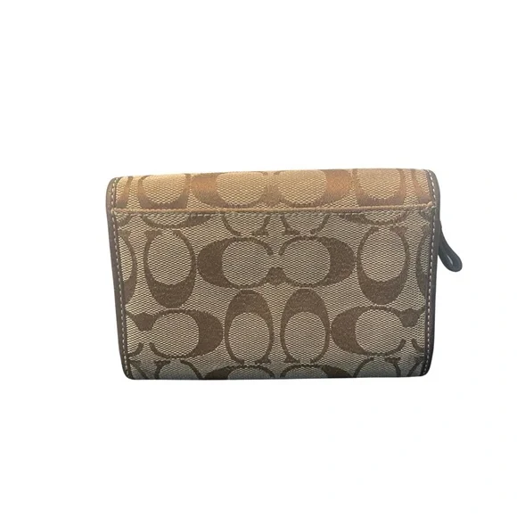 Coach Signature Stripe Brown Bifold Wallet - Picture 3 of 10